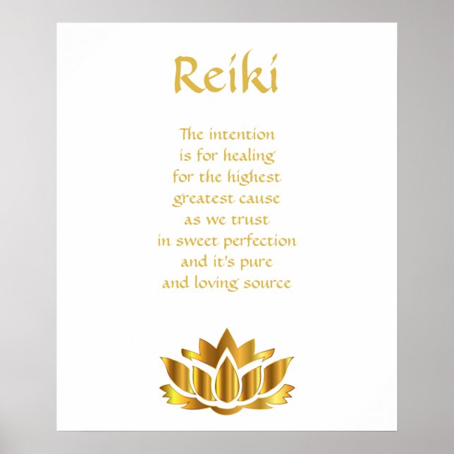 Reiki Guld Lotus blomma Poster (Framsidan)