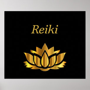 Reiki Guld Lotus blomma Poster