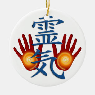 Reiki händer julgransprydnad keramik