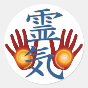 Reiki Händer Runt Klistermärke