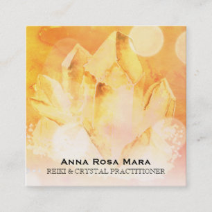 *~* Reiki Healer Yoga Citrine Crystal Massage Fyrkantigt Visitkort