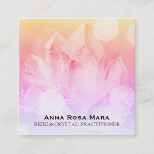 *~* Reiki Healer Yoga Ombre Ro Quarts Crystal Fyrkantigt Visitkort
