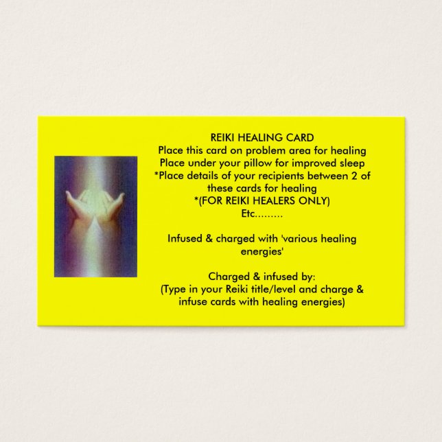 Reiki Healing Card Visitkort (Framsidan)