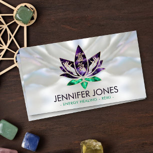 Reiki Healing Händer och Lotus - Amethyst & Jade Visitkort