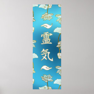 Reiki Healing Händer Symbols med lotus Poster