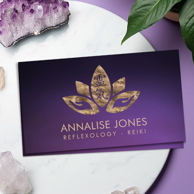 Reiki Healing och händer i Lotus Visitkort (Skapare uppladdad)