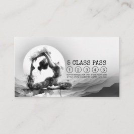 Reiki Instruktor Yoga Pose Black White Class Pass Lojalitetskort
