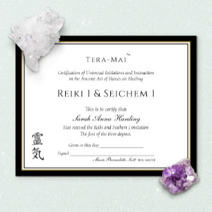 Reiki-intyg om fullföljande utmärkelse
