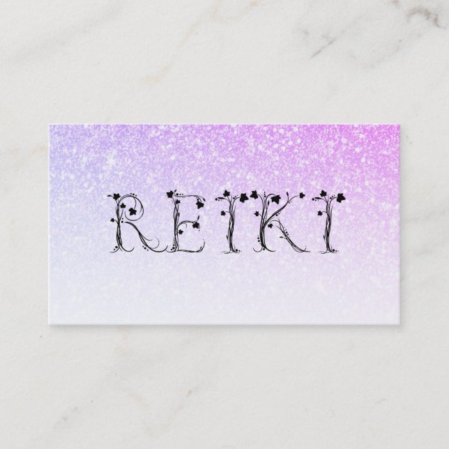 *~* REIKI Ivy Ombre Rosa Lavender Glitter Visitkort (Framsida)