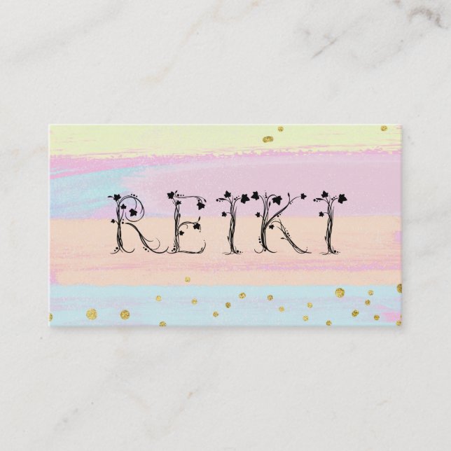 *~* REIKI Ivy Typography-Abstrakt Pastel Visitkort (Framsida)