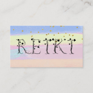 *~* REIKI Ivy Typography Glitter Pastel Rand Visitkort