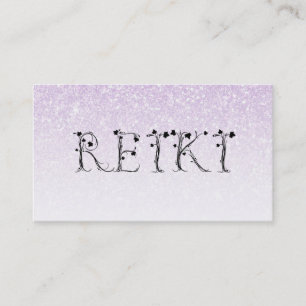 *~* REIKI Ivy Typography Lavender Glitter Visitkort