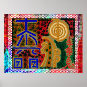 REIKI Karuna Healing Mästarens Symboler Poster