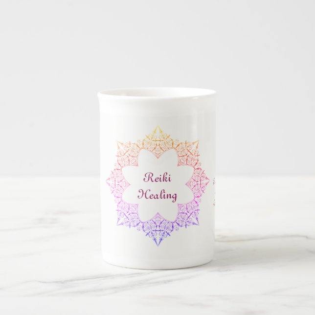 Reiki läka benporslin mugg (Framsidan)