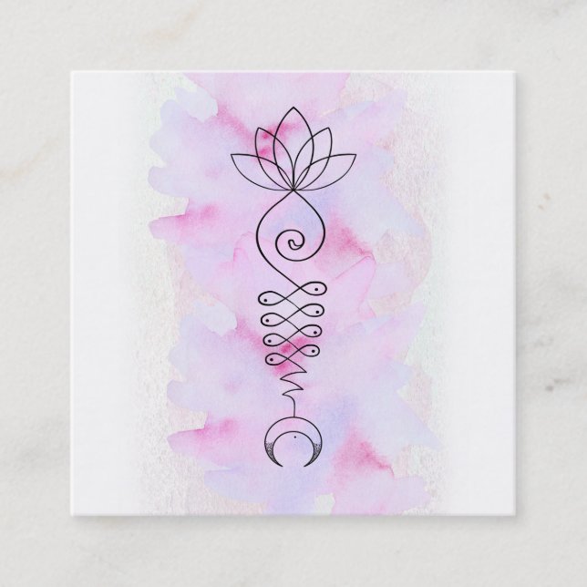 *~* Reiki Lotus Måne Energy Healer Yoga Nirvana Fyrkantigt Visitkort (Framsida)
