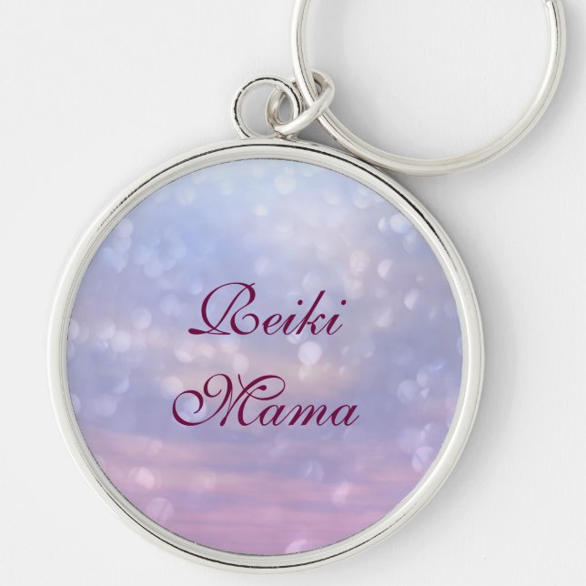 Reiki Mamma Rund Silverfärgad Nyckelring (Framsidan)