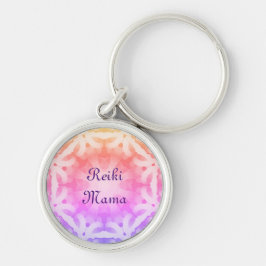 Reiki Mamma Rund Silverfärgad Nyckelring