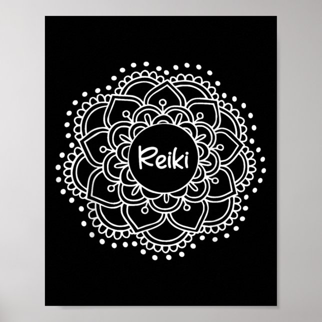 Reiki Mandala Inspirational Yoga Tee Poster (Framsidan)