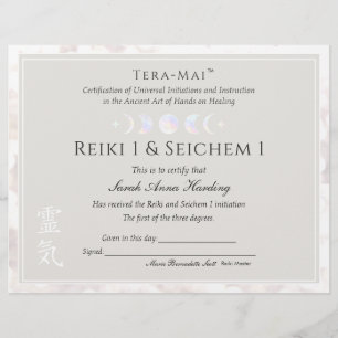 Reiki Master Certificate of Complete Award