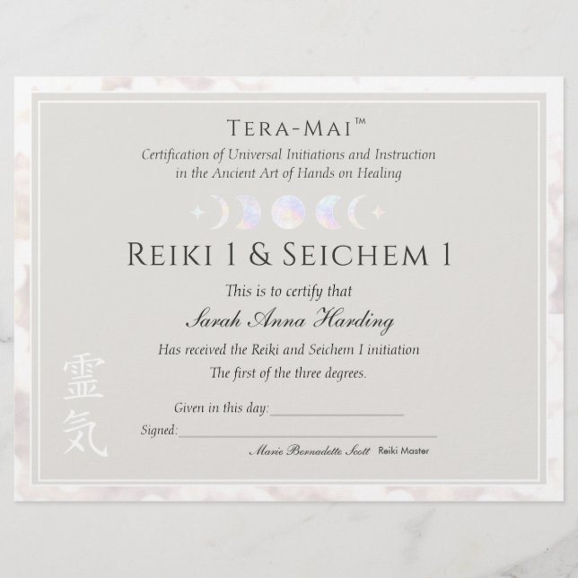 Reiki Master Certificate of Complete Award (Framsida)