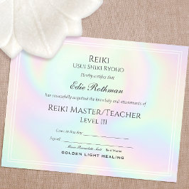 Reiki Master Certificate of Complete Award