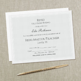 Reiki Master Certificate of Complete Award