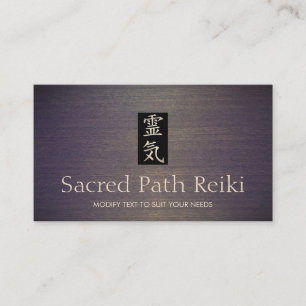 Reiki Master Guld Hanko Symbol Wood Visitkort