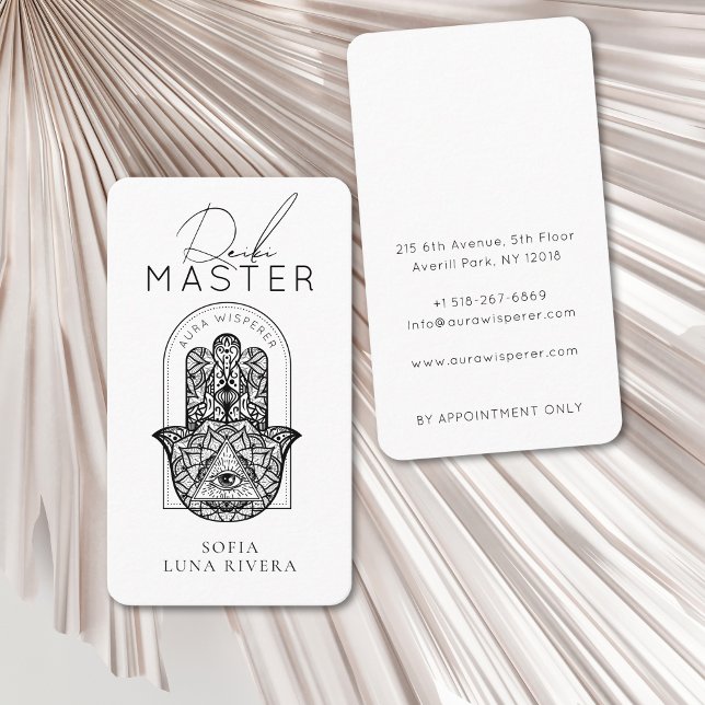 Reiki Master Hamsa Hand Evil Eye Yoga Therapist Visitkort (Reiki Master Hamsa Hand Evil Eye Yoga Therapist Business Card)