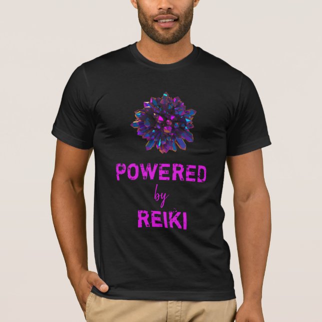 *~* Reiki Master Lila Crystal Sphere Black T Shirt (Framsida)