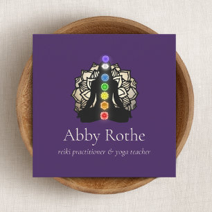 Reiki Master med Chakras Lila Fyrkantigt Visitkort