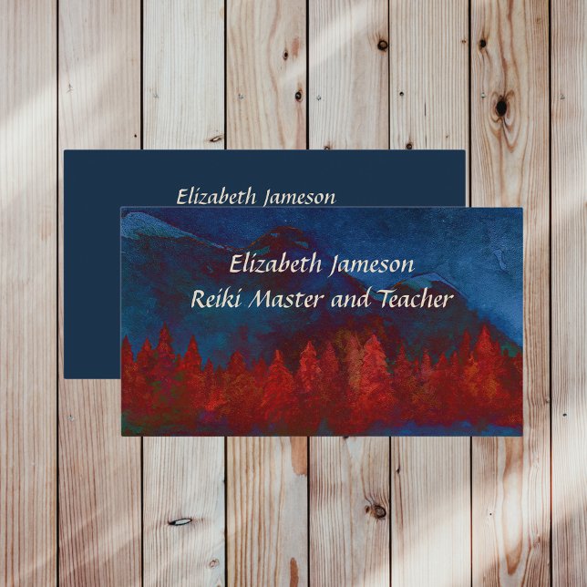 Reiki Master n Teacher Träd Mountains Watercolor Visitkort (Skapare uppladdad)