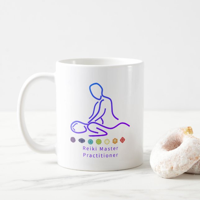 Reiki Master Practier Outline White Kaffemugg (Med munk)