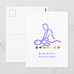 Reiki Master Practier Outline White Vykort