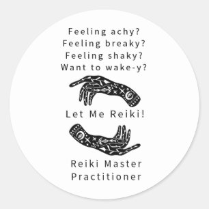 Reiki Master Practier Riddle och Händer Runt Klistermärke