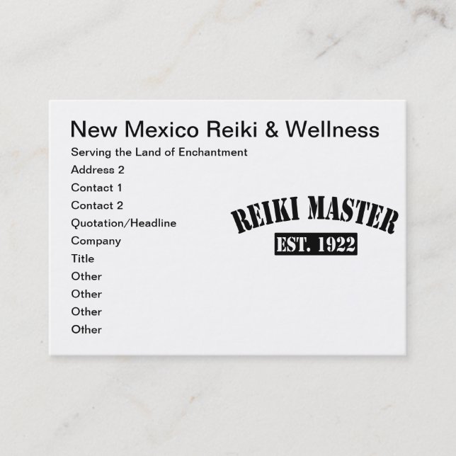 Reiki Master Tidsbeställning Kort (Framsida)
