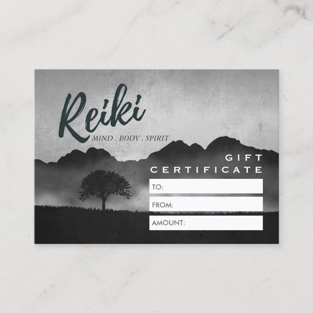 Reiki Master Yoga Instructor Gift Certificate Card Rabattkort (Framsida)