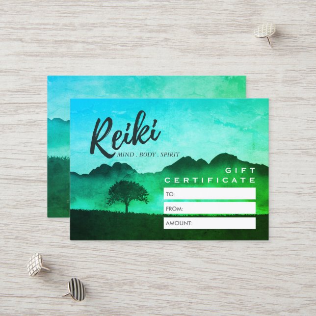 Reiki Master Yoga Instructor Gift Certificate Card Rabattkort (Fram/Back In Situ)