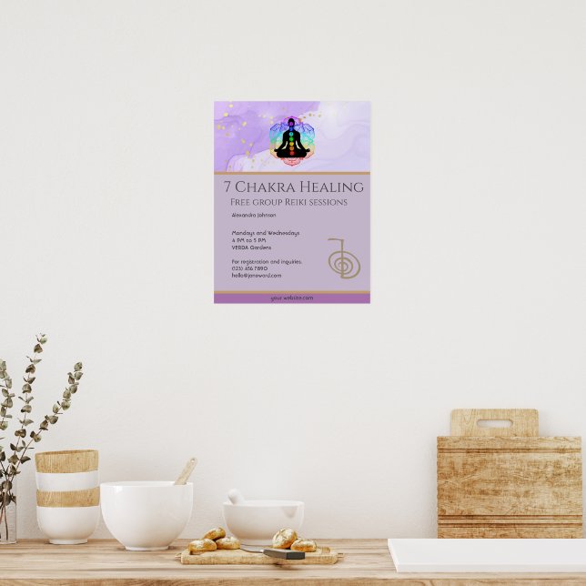 Reiki Master Zen Lavender Chakra Energy Healer Poster (Kök)