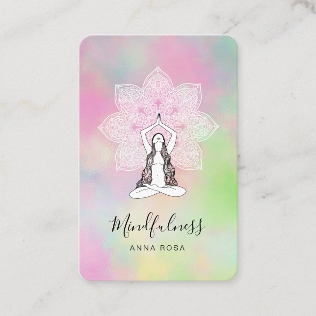 *~*Reiki Meditation Mindfulness QR Mandala Goddess Visitkort (Framsida)