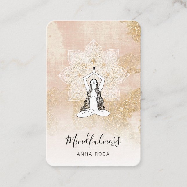 *~* Reiki Meditation Rosa Woman Mandala Goddess QR Visitkort (Framsida)