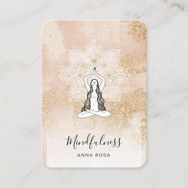 *~* Reiki Meditation Rosa Woman QR Mandala Goddess Visitkort (Framsida)