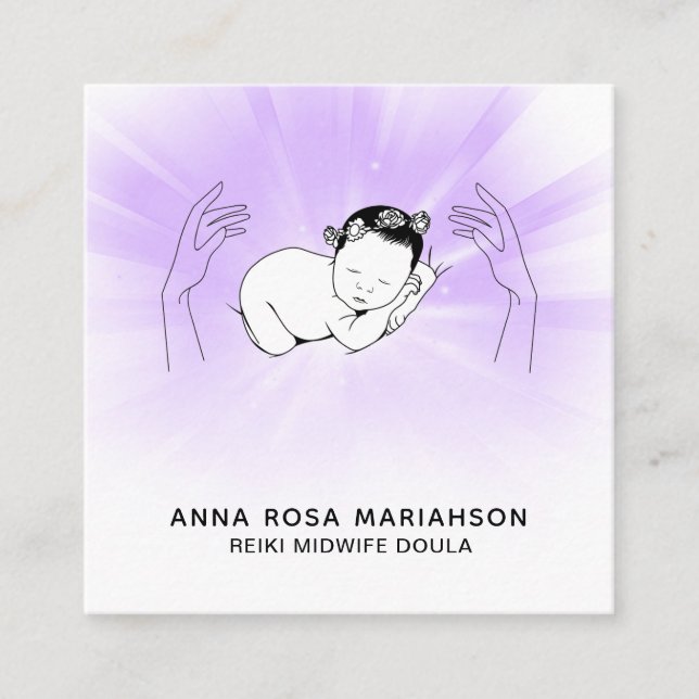 *~* Reiki Midfru Birth Coach Doula Birthing Fyrkantigt Visitkort (Framsida)