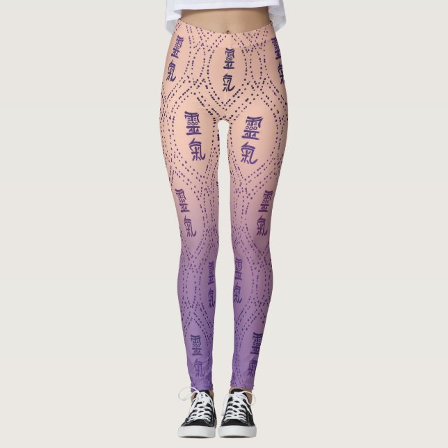 Reiki mönster på purpurfärgad pastell leggings (Framsida)