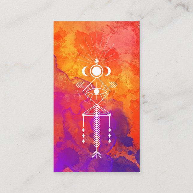 *~* Reiki Orange Lila Tribal Aztec Primal Visitkort (Framsida)