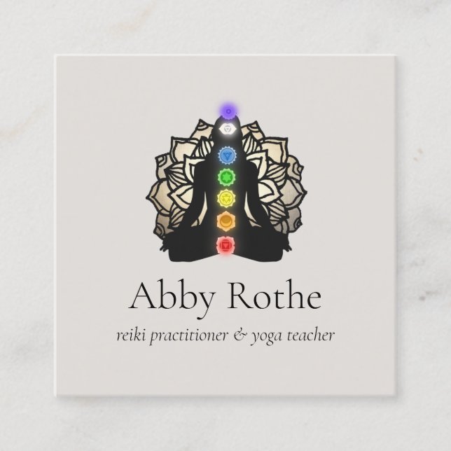 Reiki Practitioner & Meditation Teacher Fyrkantigt Visitkort (Framsida)