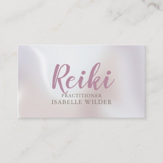 Reiki Practitioner skript Irisdescent Pearl Visitkort (Framsida)