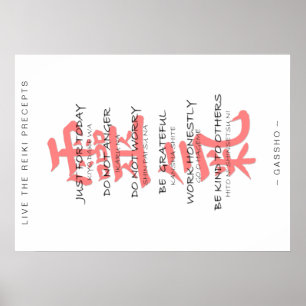 REIKI-PRECEPTSAFFISCH i engelskt och japanskt! Poster