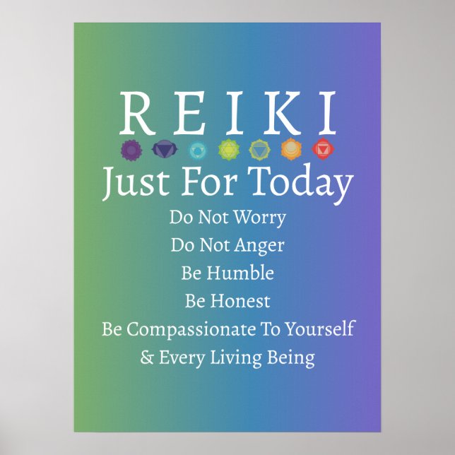Reiki-principer föregriper övertoningens Grönt för Poster (Framsidan)