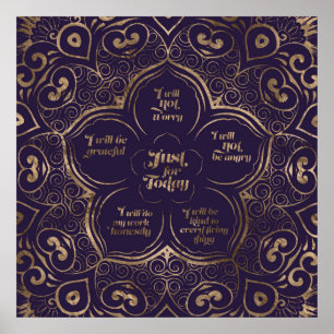 Reiki principer - guld- Reiki Precepts som är Poster