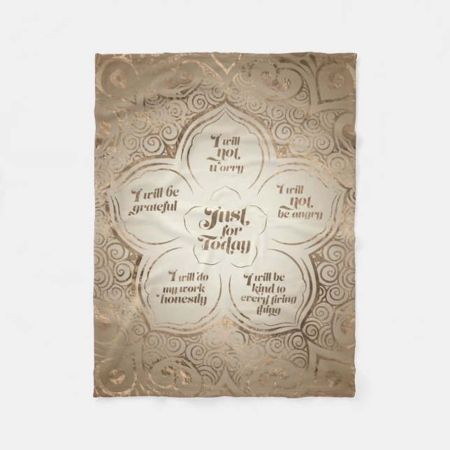 Reiki principer - guld- rent för Reiki Precepts Fleecefilt (Framsidan)